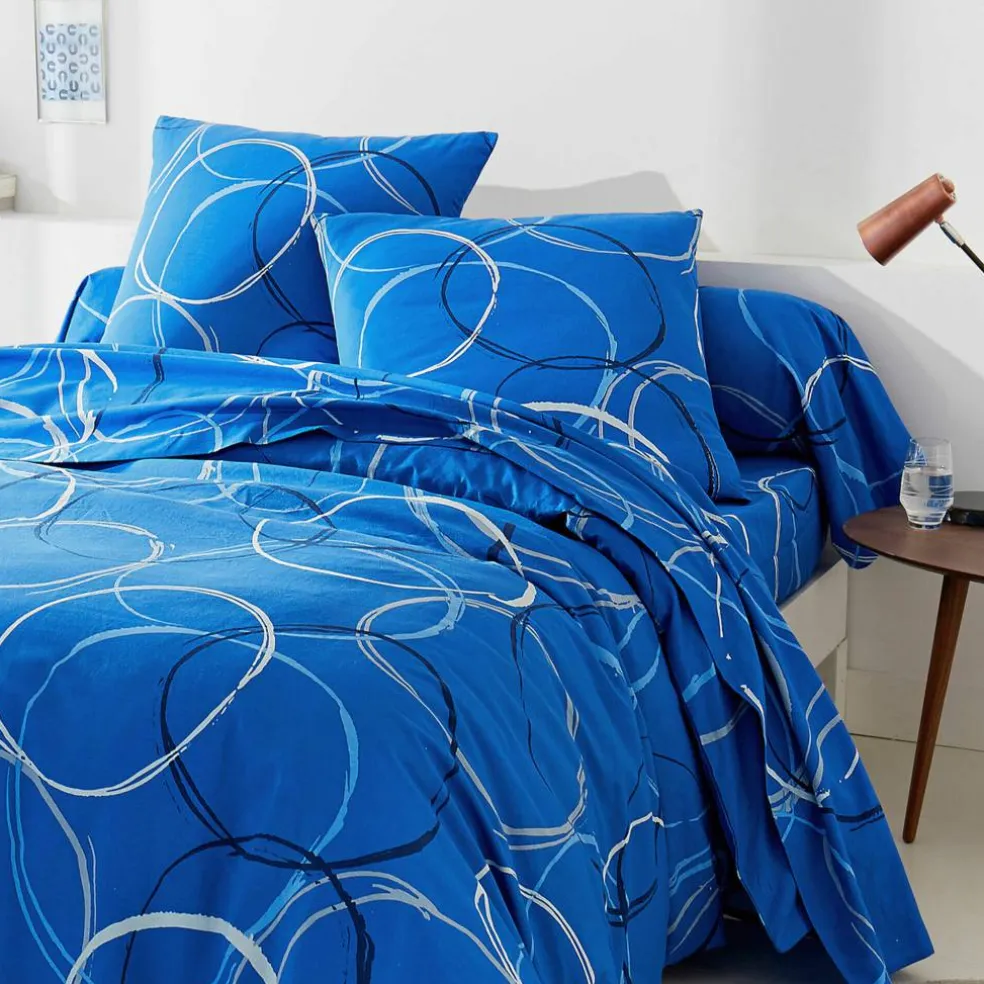 Linge de lit Noémie en polyester-coton imprimé cercles