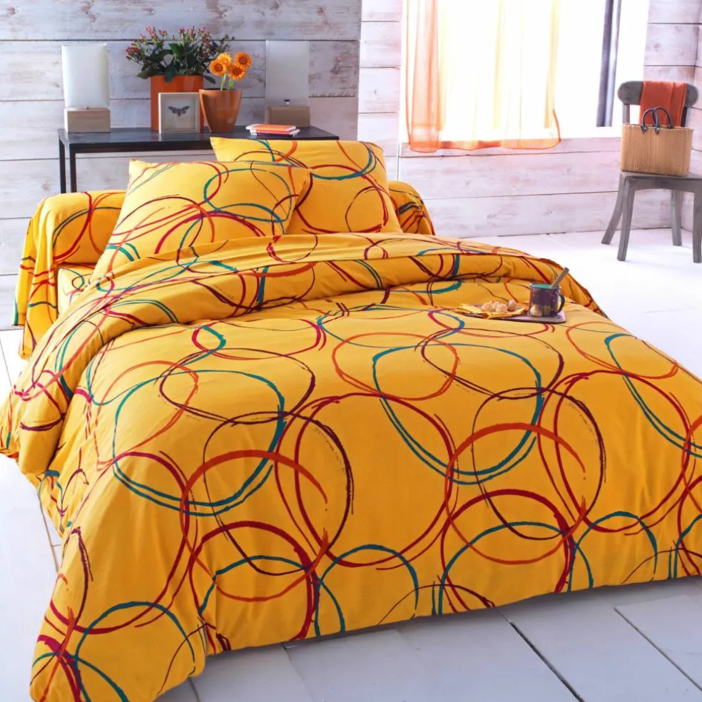 Linge de lit Noémie polycoton imprimé cercles