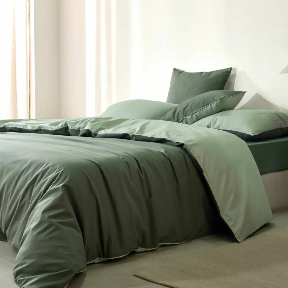 Linge de lit uni bicolore - coton 57 fils/cm²