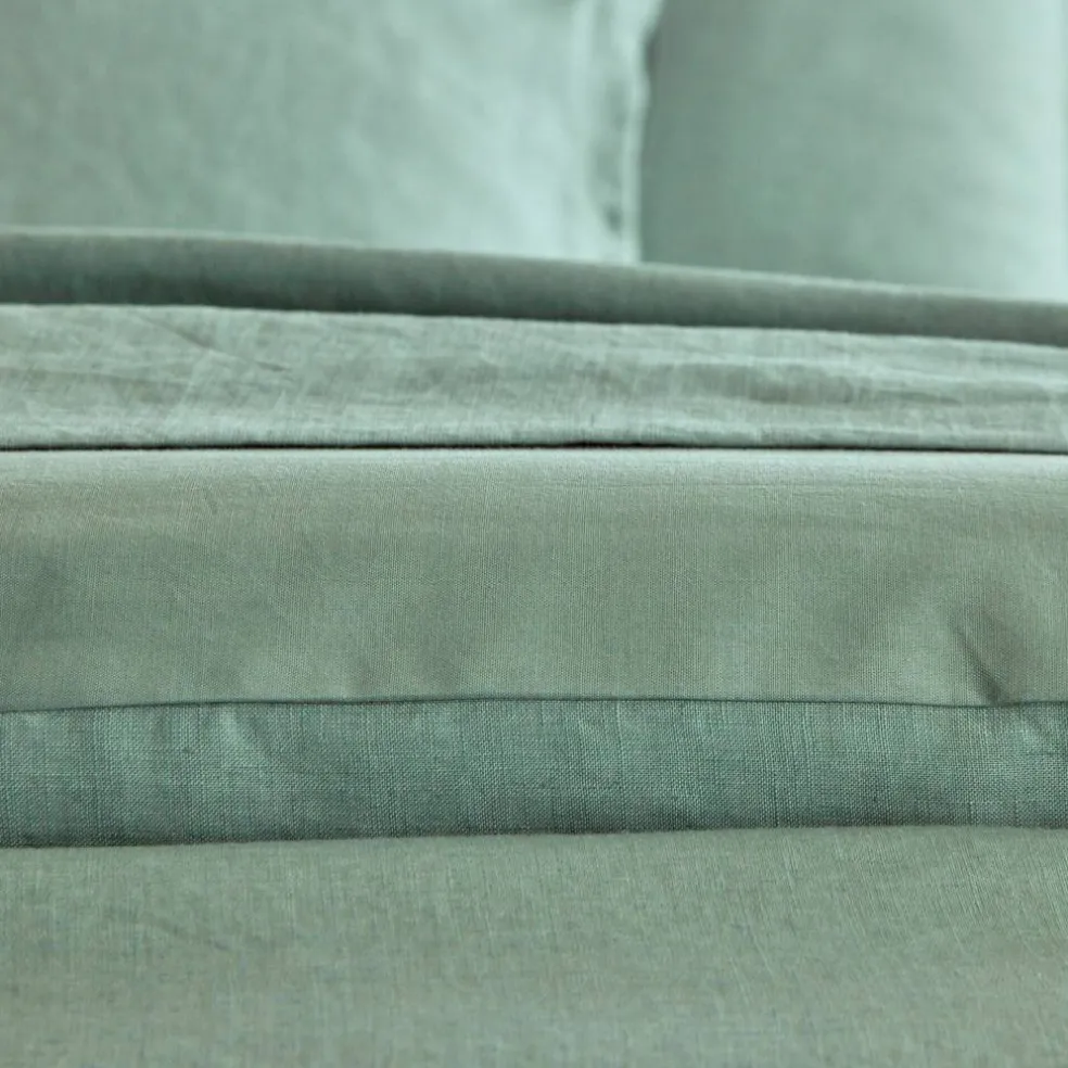 Linge de lit uni biface lin lavé / coton lavé