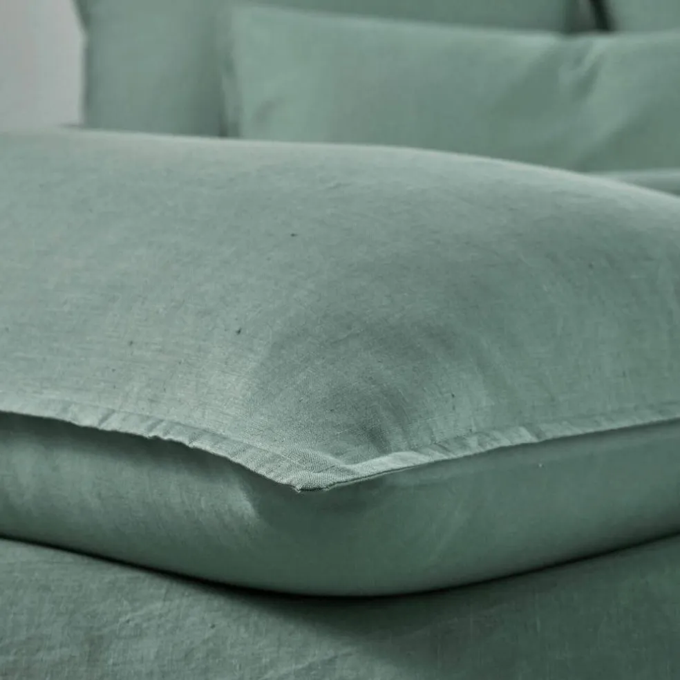Linge de lit uni biface lin lavé / coton lavé