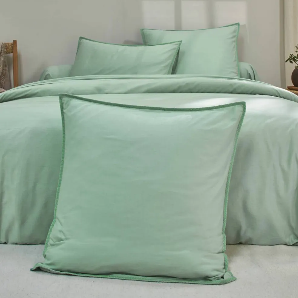 Linge de lit uni coton lavé
