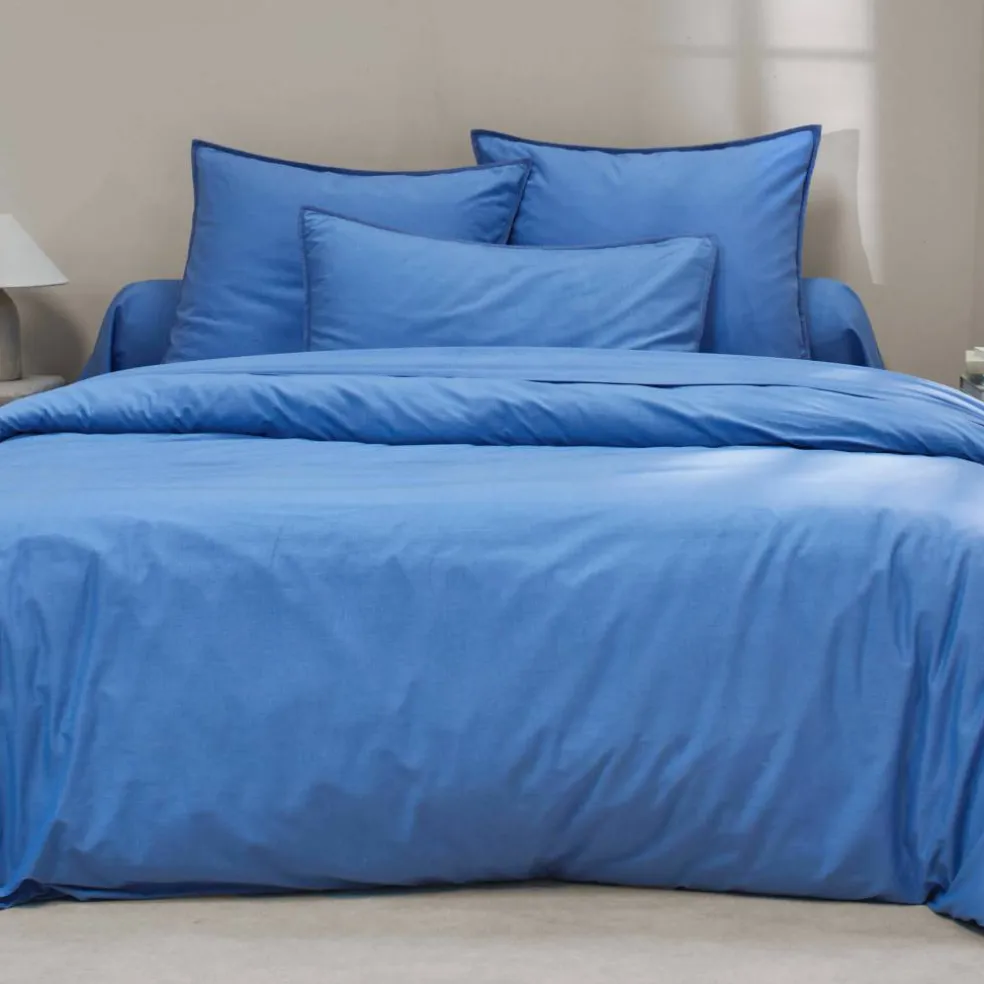 Linge de lit uni coton lavé