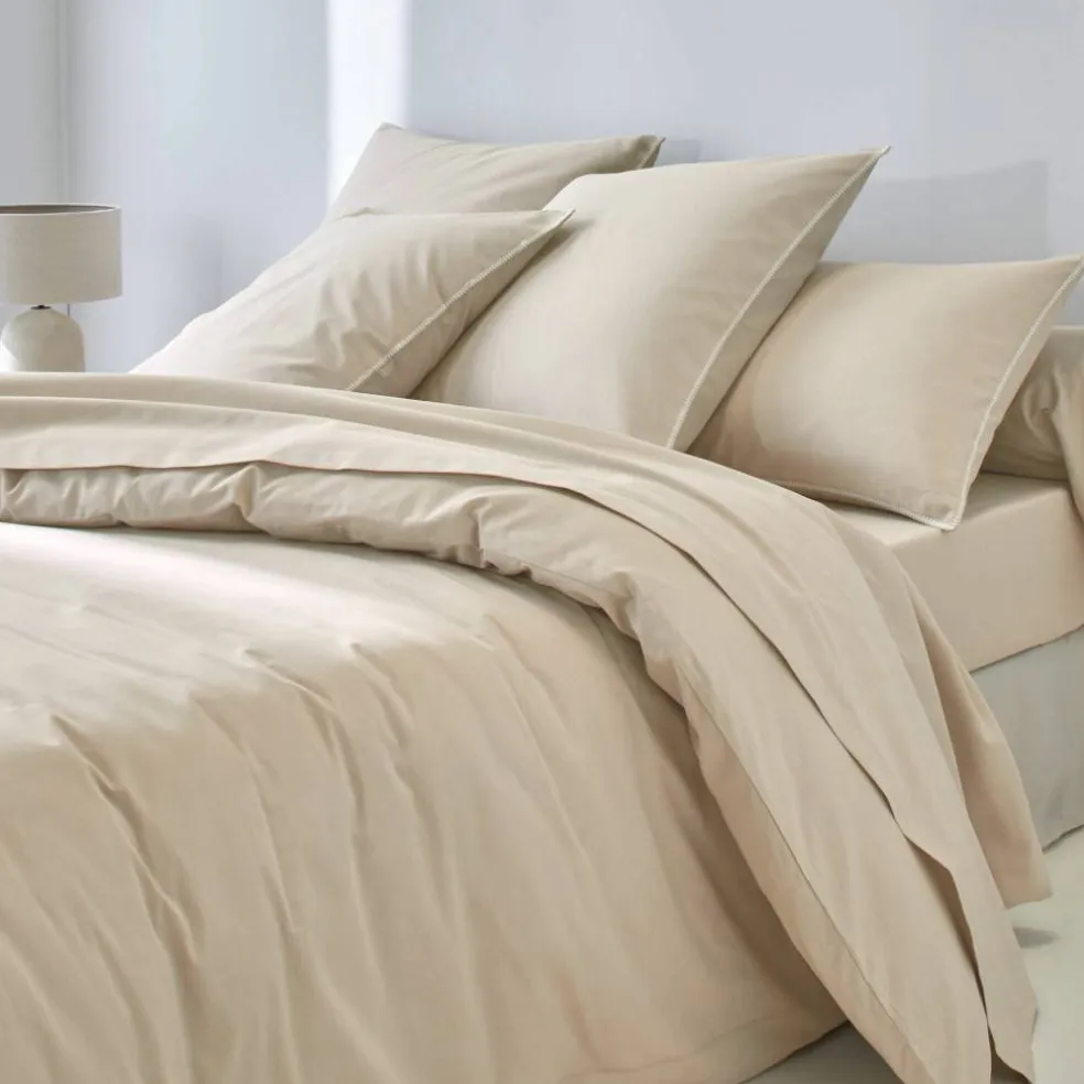Linge de lit uni coton lavé