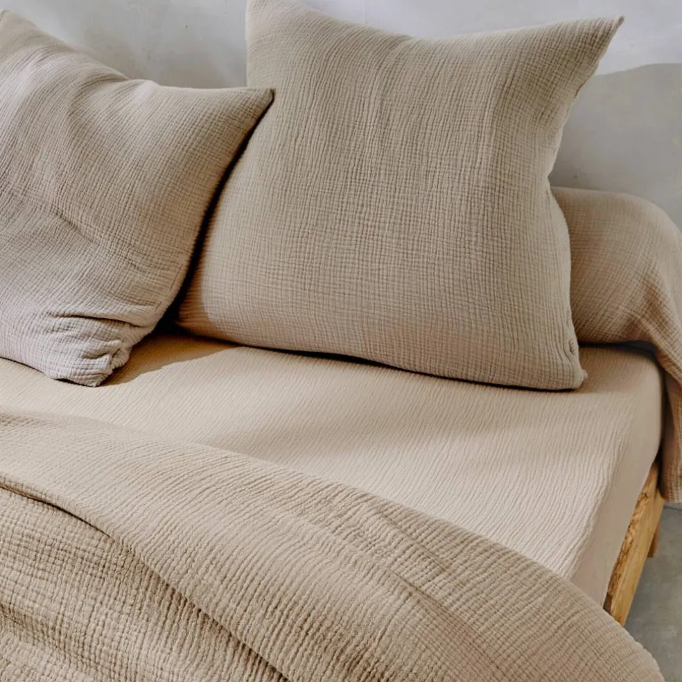 Linge de lit uni en triple gaze de coton
