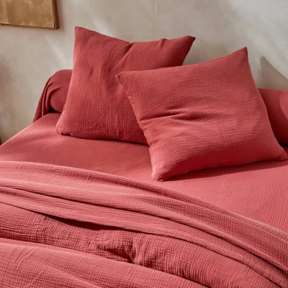 Linge de lit uni en triple gaze de coton
