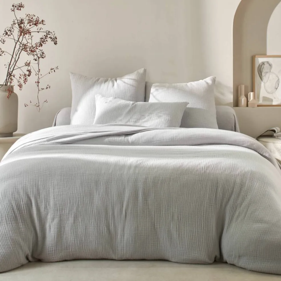 Linge de lit uni en triple gaze de coton