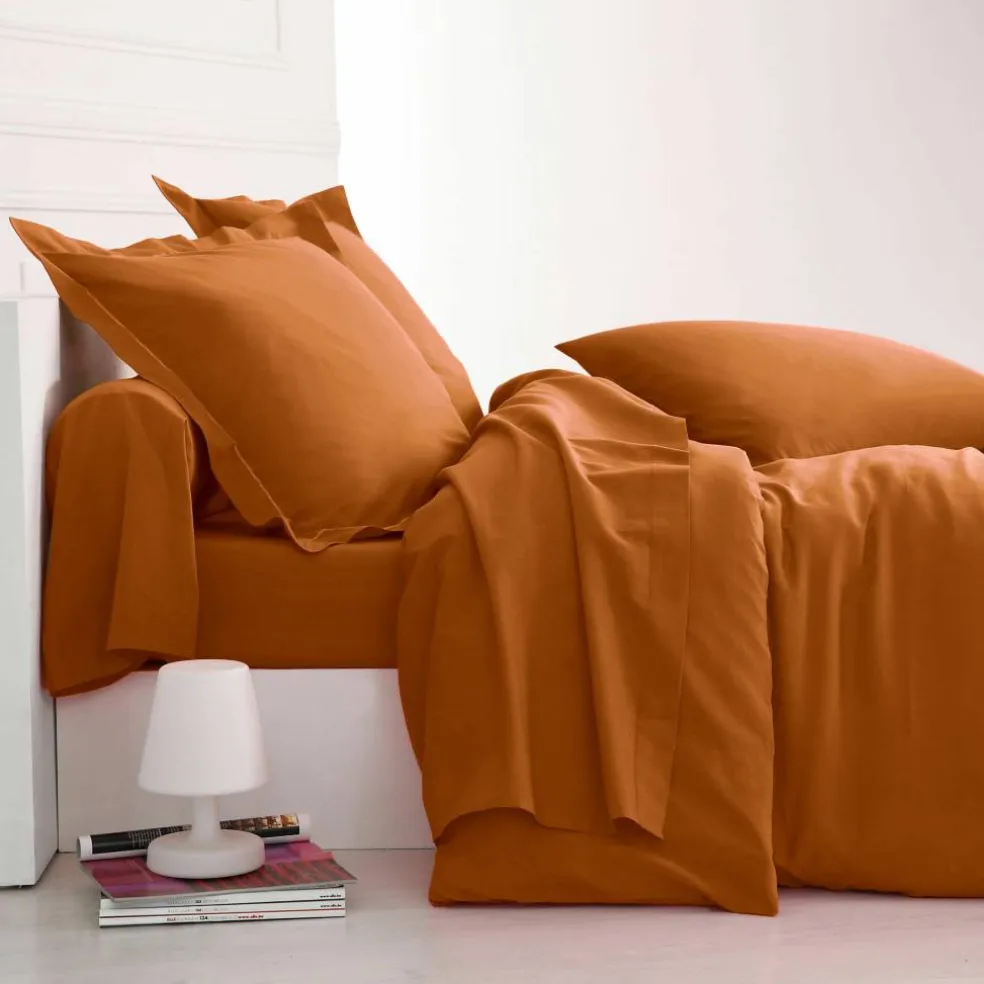 Linge de lit uni polyester-coton Colombine