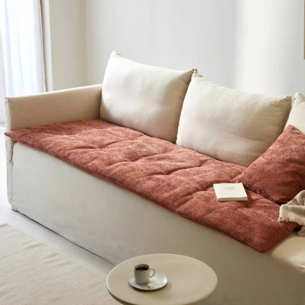 Long coussin de canapé tissage chenille