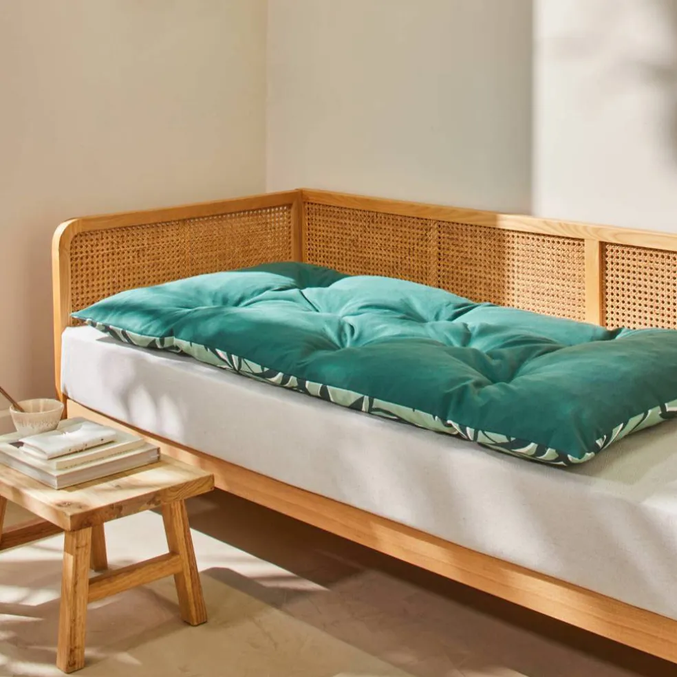 Long coussin de sol imprimé feuillage