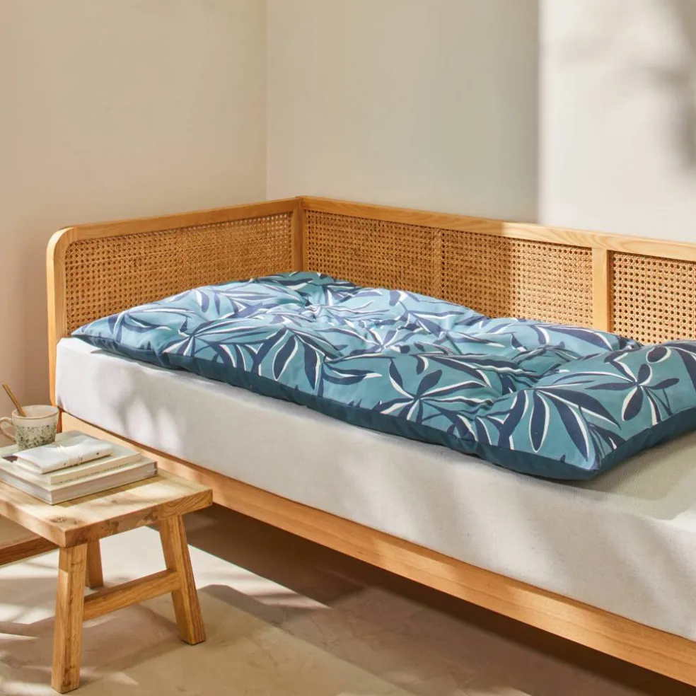 Long coussin de sol imprimé feuillage