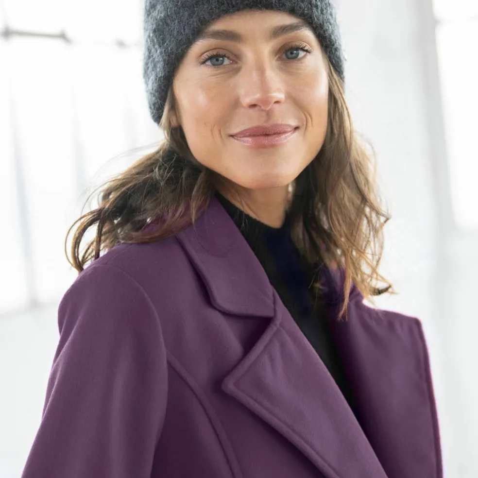 Manteau caban boutonné uni