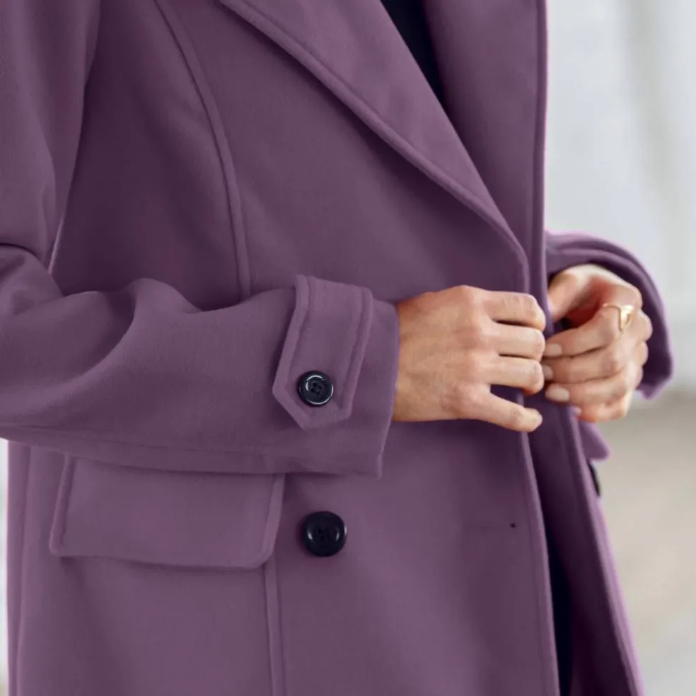 Manteau caban boutonné uni