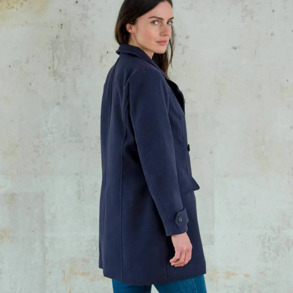 Manteau caban boutonné uni