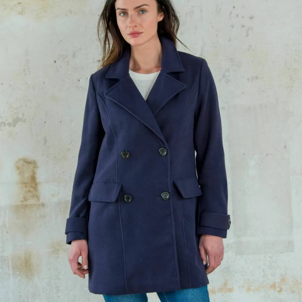 Manteau caban boutonné uni