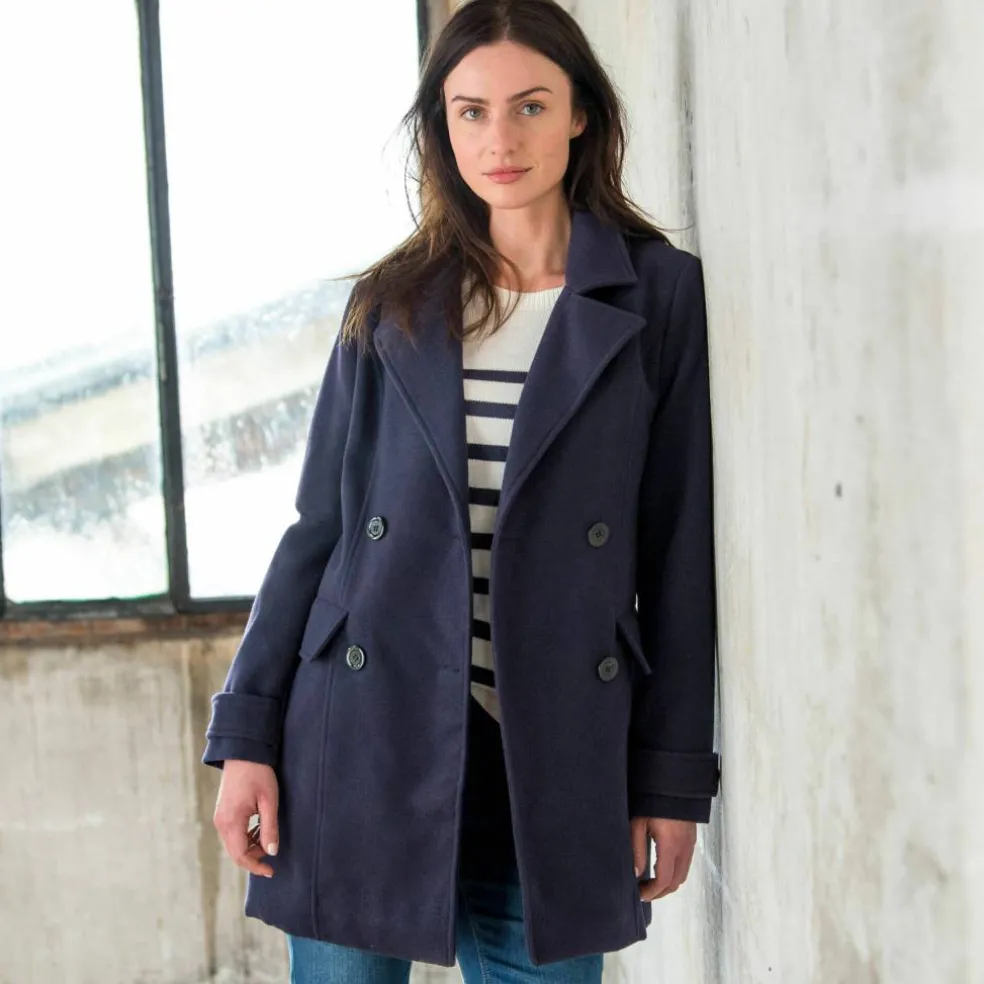 Manteau caban boutonné uni
