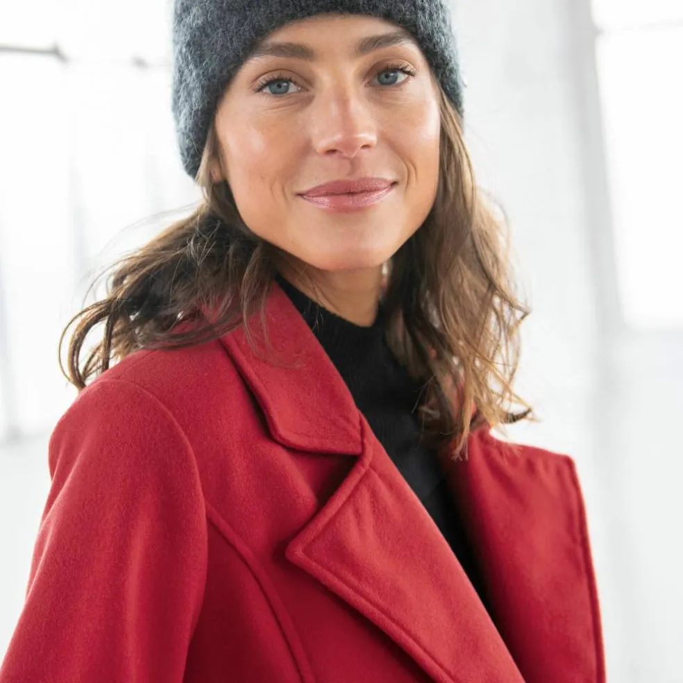 Manteau caban boutonné uni