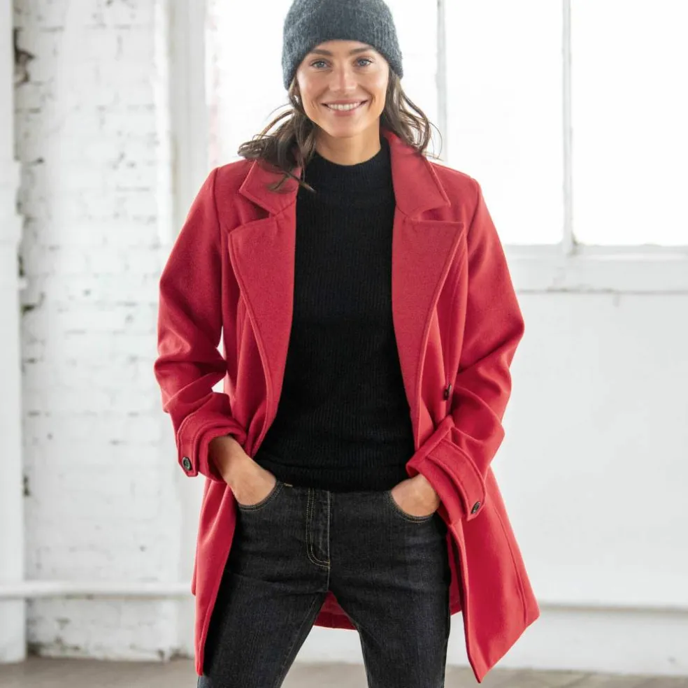 Manteau caban boutonné uni