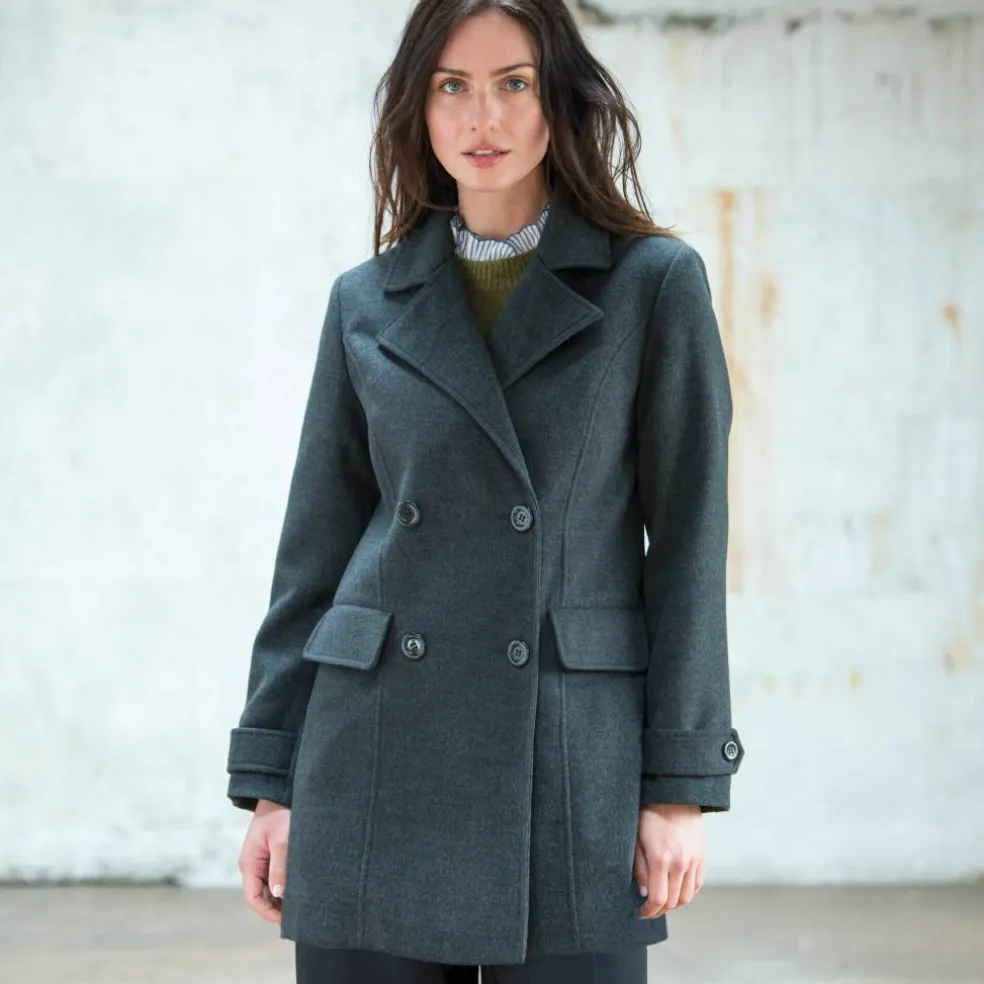 Manteau caban boutonné uni