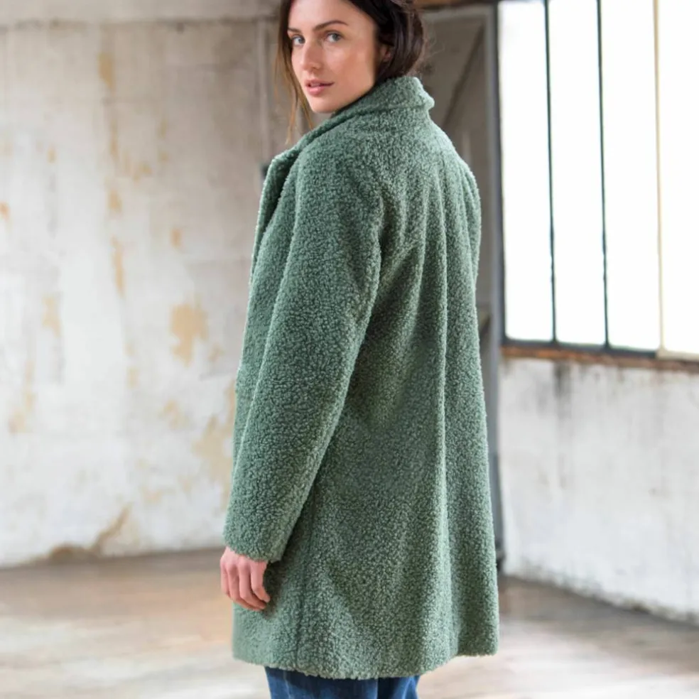 Manteau maille bouclette col tailleur
