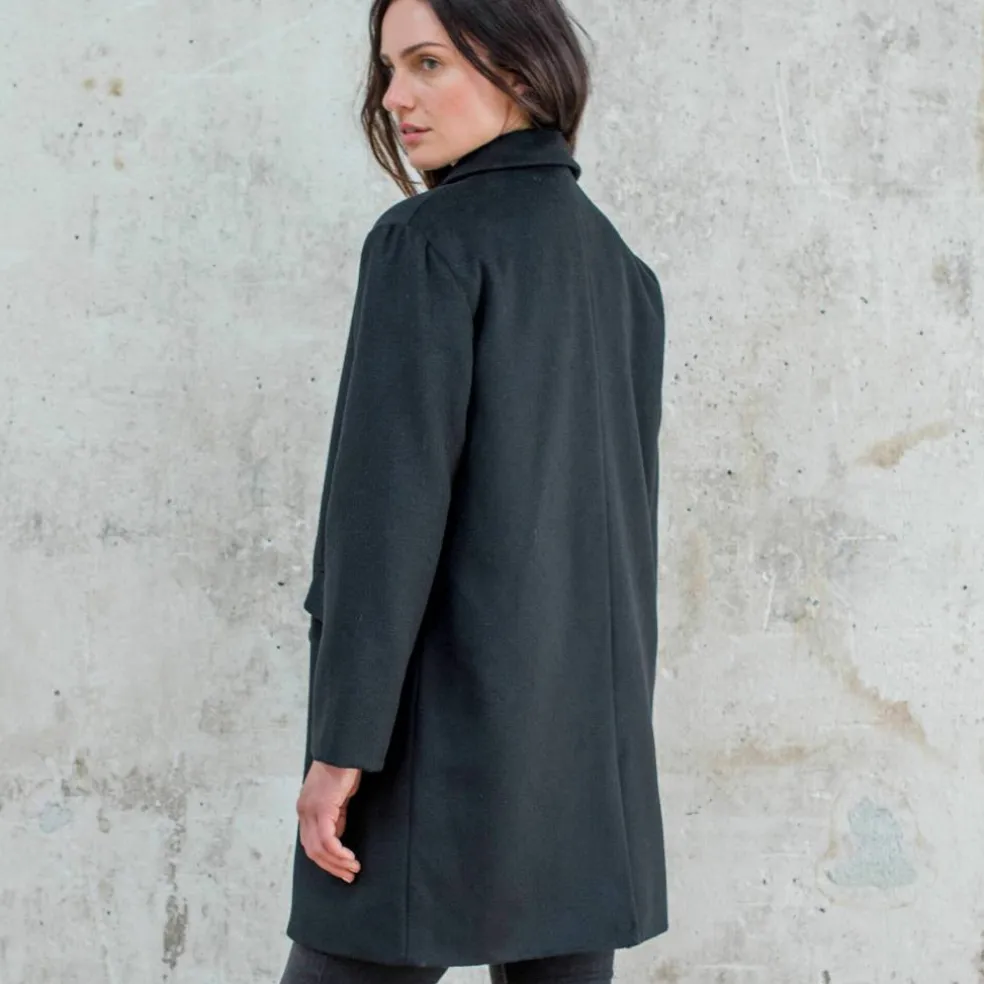 Manteau mi-long à col tailleur, boutonnage croisé