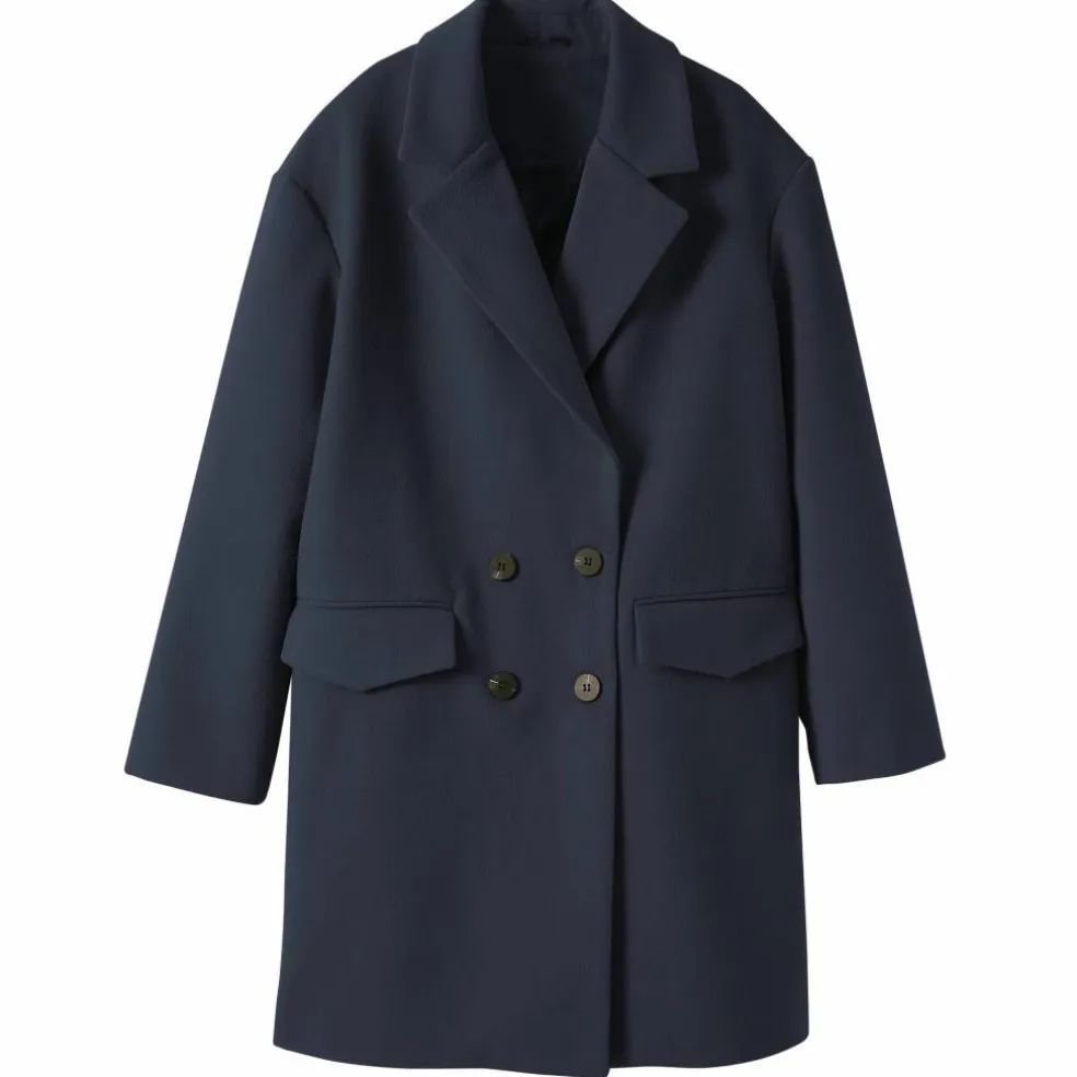 Manteau mi-long à col tailleur, boutonnage croisé