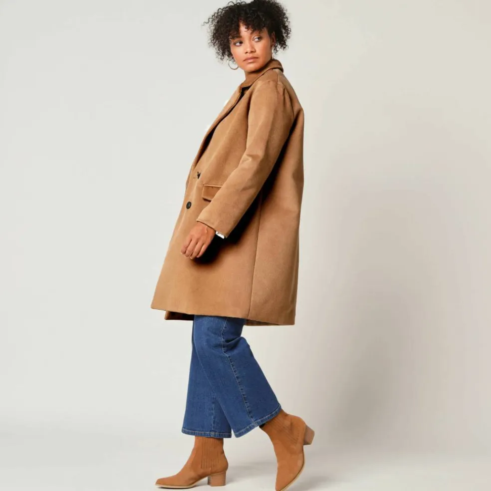Manteau mi-long à col tailleur, boutonnage croisé