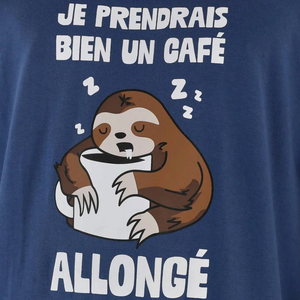 Maxi T-shirt pyjama imprimé "café allongé"