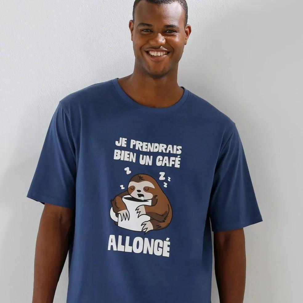 Maxi T-shirt pyjama imprimé "café allongé"
