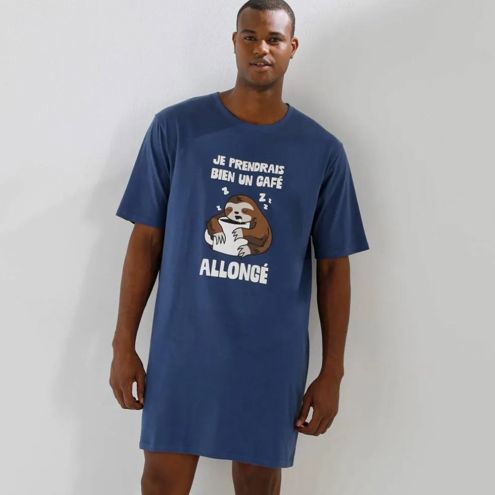 Maxi T-shirt pyjama imprimé "café allongé"