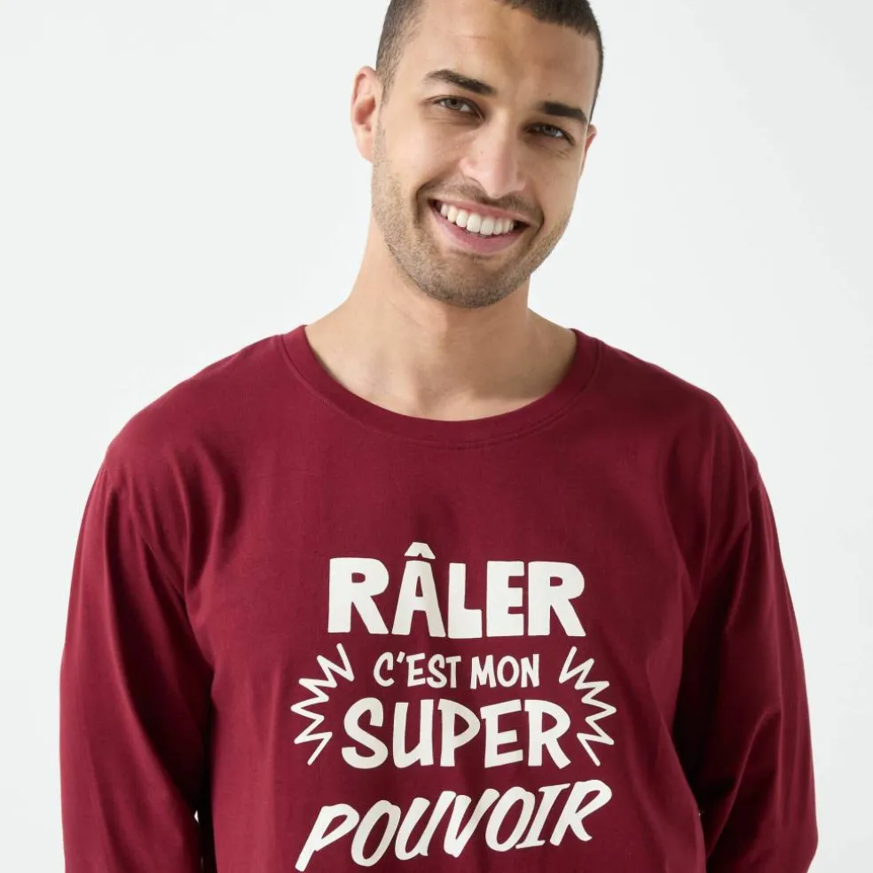 Maxi T-shirt pyjama imprimé "Râler c'est mon super pouvoir"