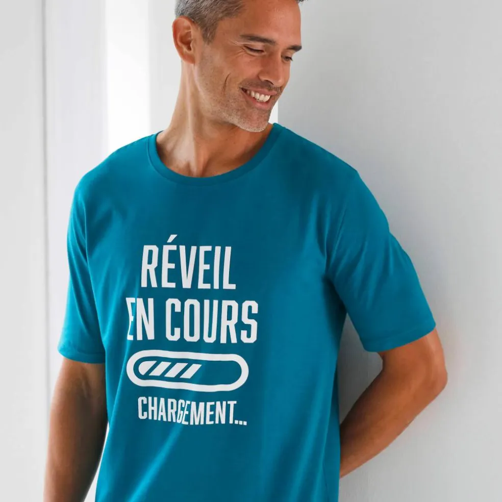Maxi T-shirt pyjama imprimé "réveil en cours"