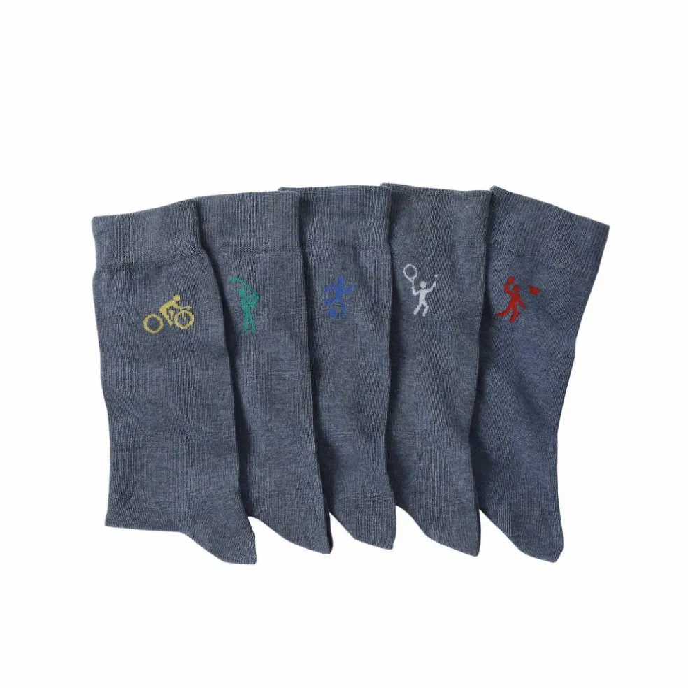 Mi-chaussettes fantaisie "sport" - lot de 5 paires