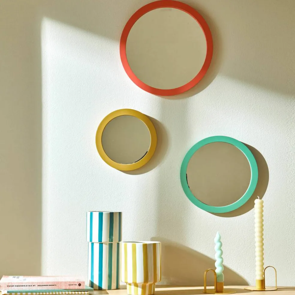 Miroir rond coloré - lot de 3