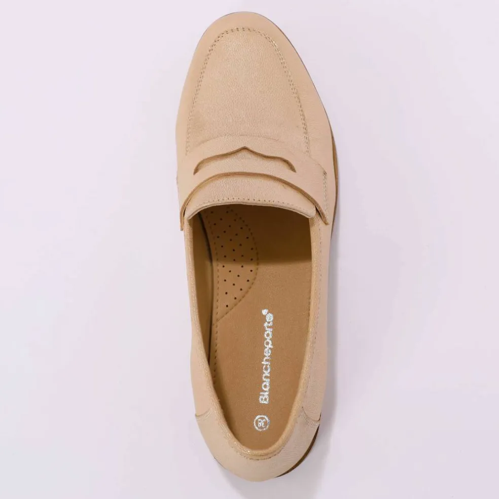 Mocassins cuir irisé doré