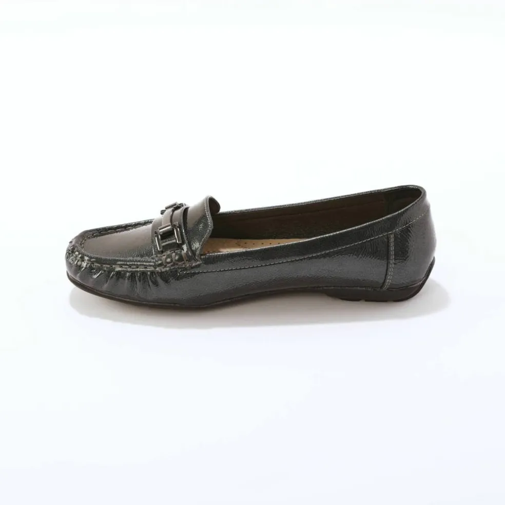 Mocassins à mors, effet métallisé