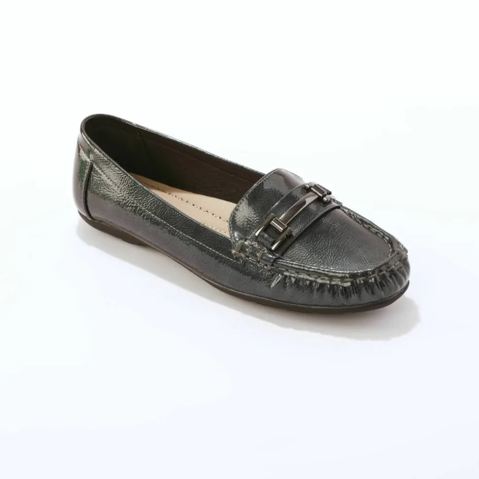 Mocassins à mors, effet métallisé