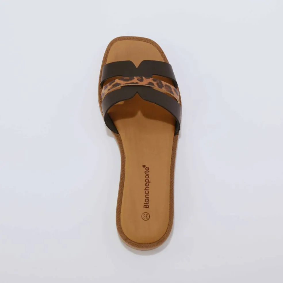 Mules à bandes fantaisie croisées