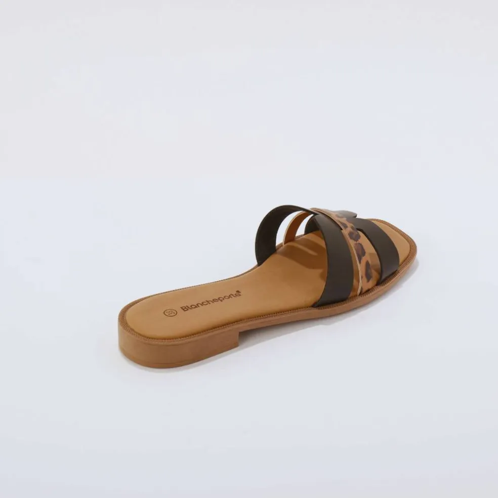 Mules à bandes fantaisie croisées