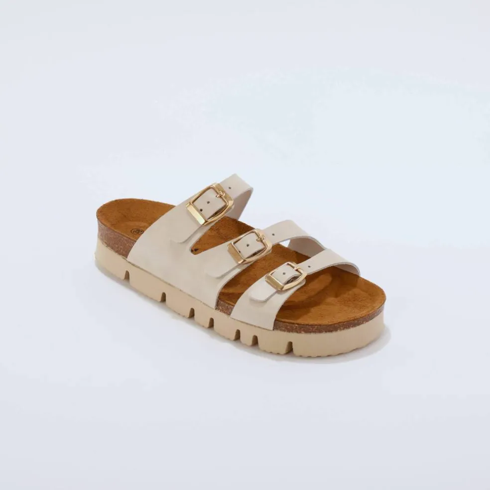 Mules cuir 3 boucles