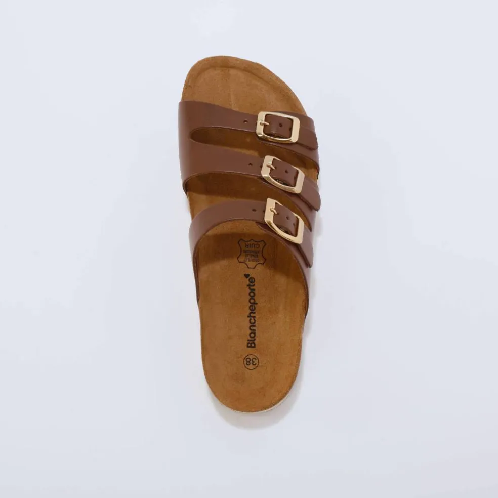Mules cuir 3 boucles