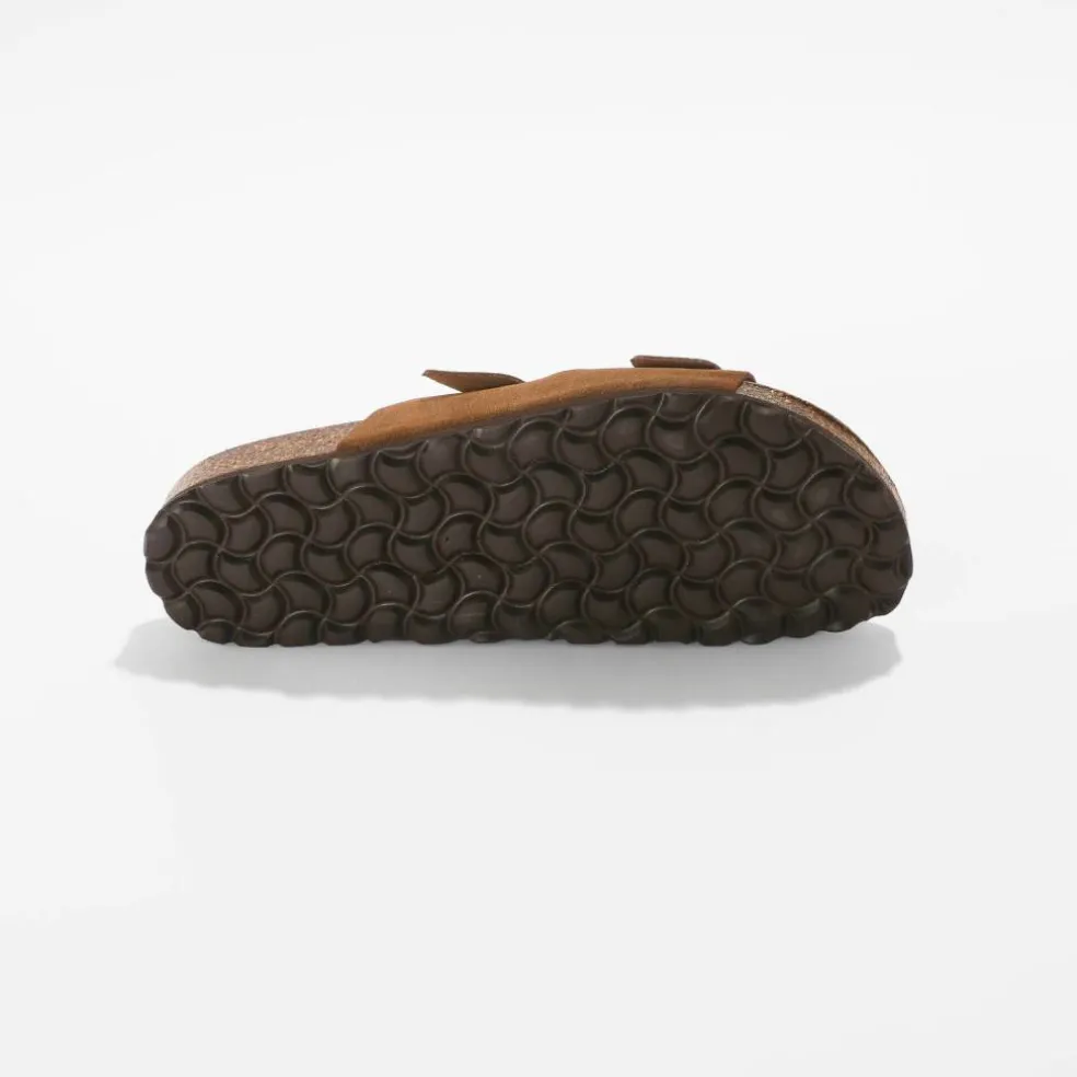 Mules cuir à boucles réglables - marron