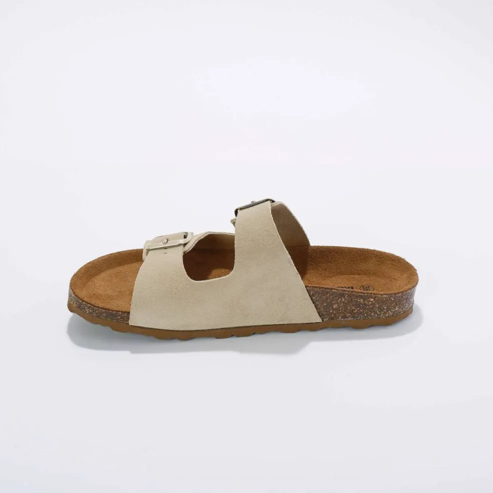 Mules en cuir 2 boucles réglables