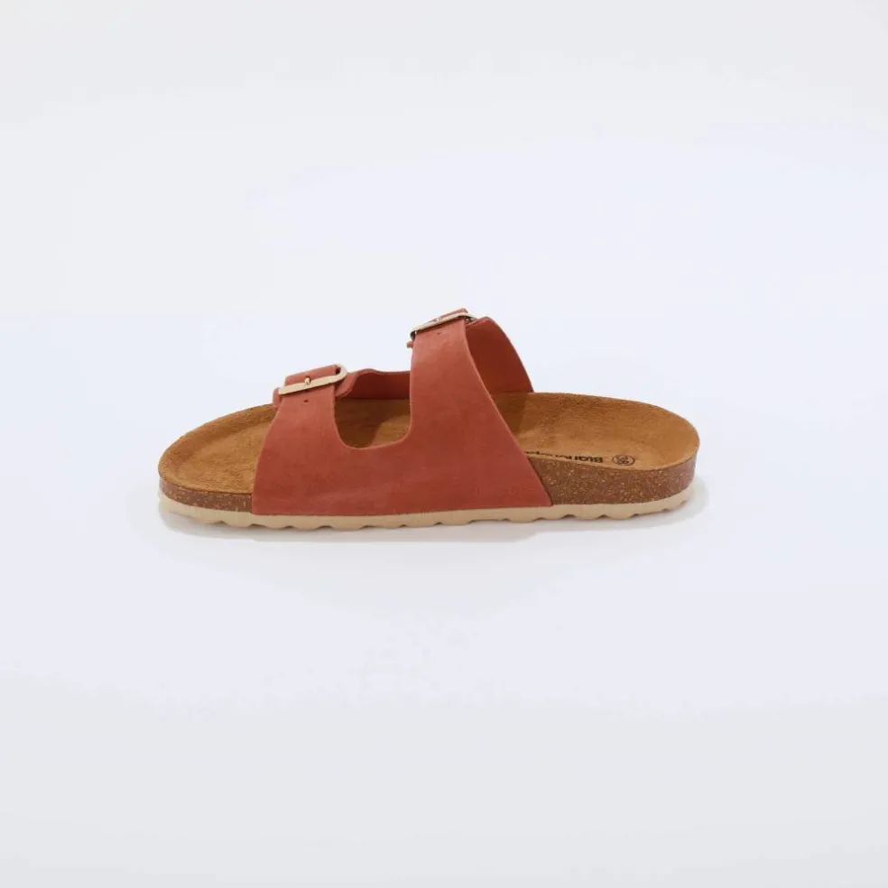 Mules en cuir 2 boucles réglables