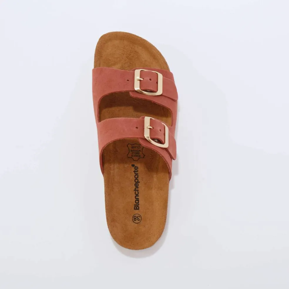 Mules en cuir 2 boucles réglables