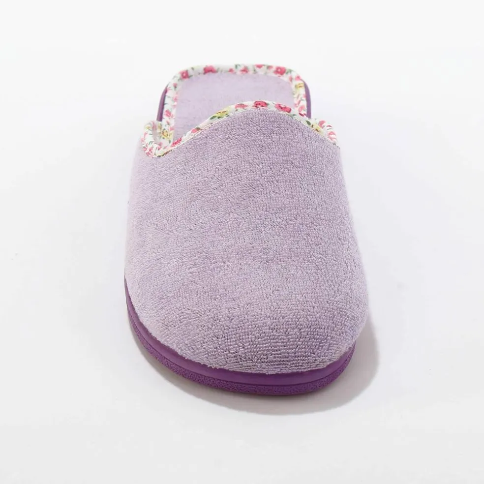 Mules plates souples biais fleuri