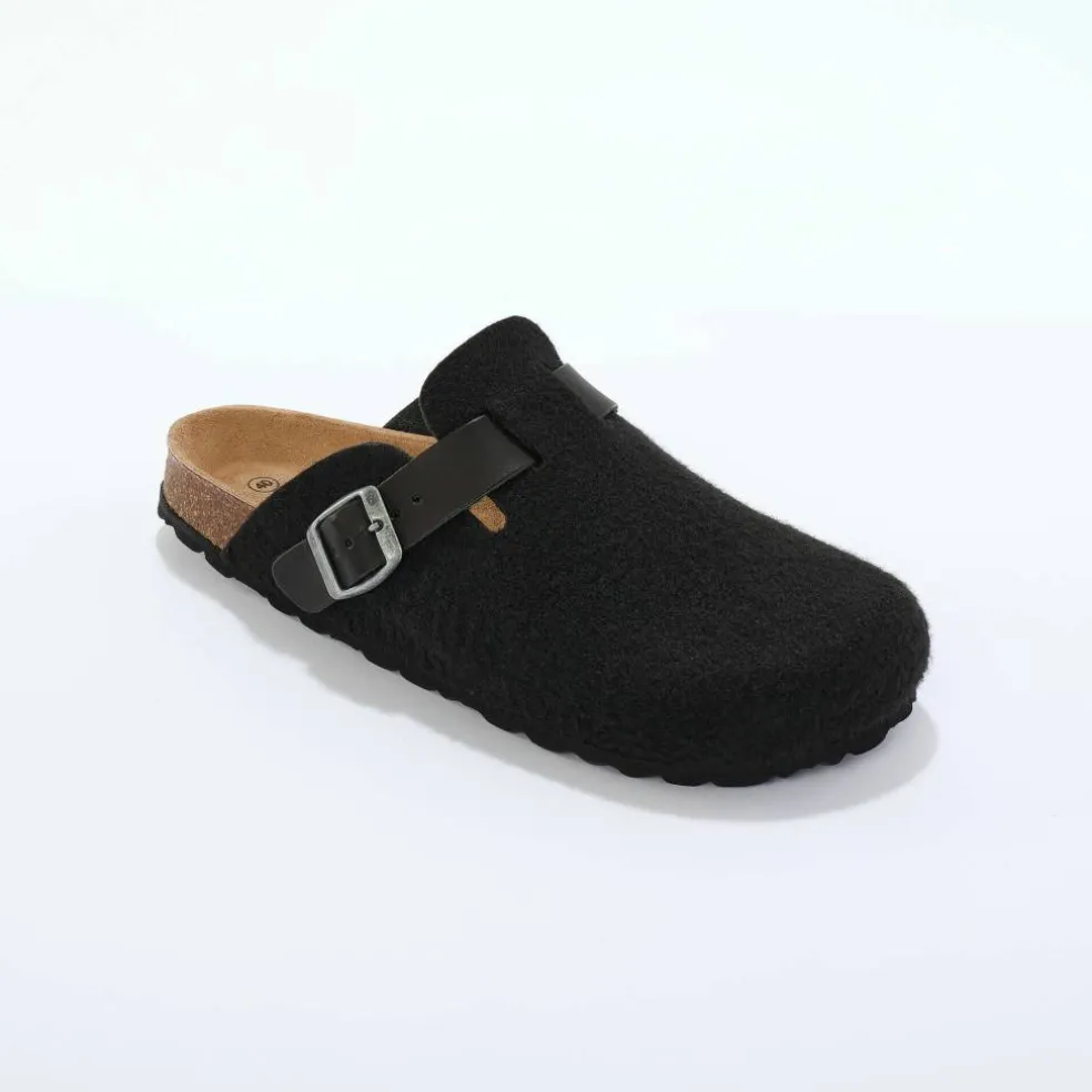 Mules sabot feutrine à boucle