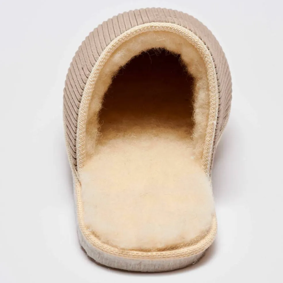 Mules silencieuses velours fourrées laine