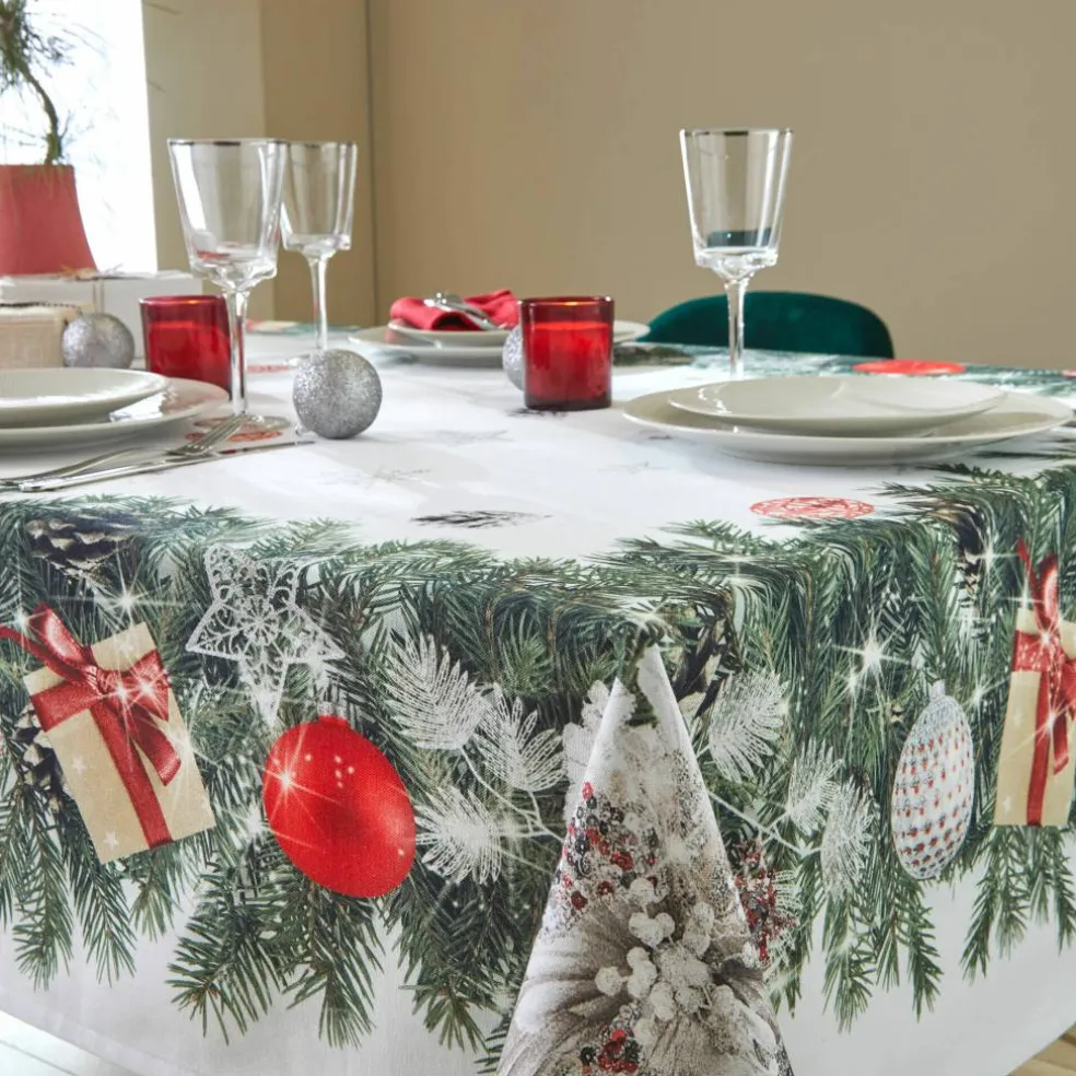 Nappe antitache imprimé couronne de Noël