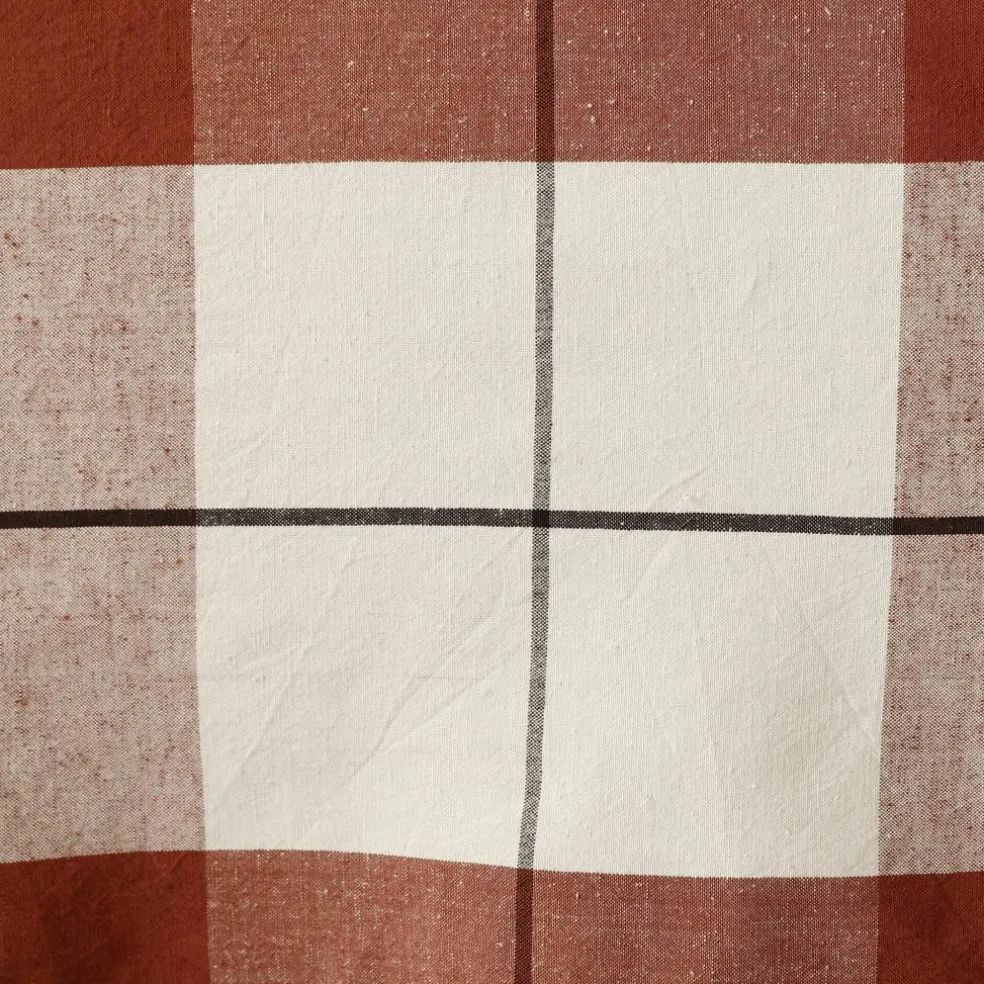 Nappe carreaux coton lin tissé teint